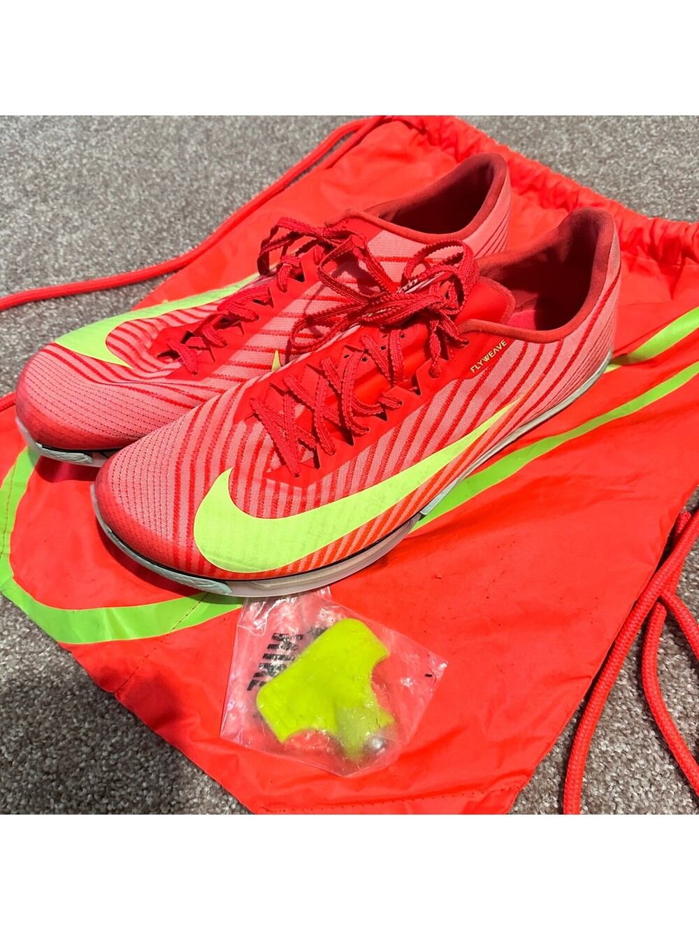 Nike Zoom Rival S 9 Track and Field Spikes US 11 Red with Yellow Swoosh
